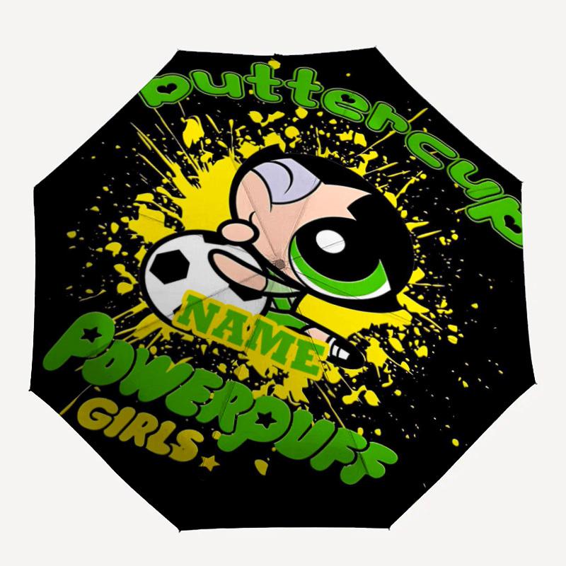 

1PC Buttercup, Powerpuff Custom Name Automatic Open/Close, 8-Rib Durable Frame Compact Travel Umbrella for Men & Women D1222079