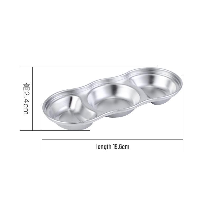 Korean-Style Gold 304 Stainless Steel Divided Dipping Dish for Sauces and Condiments, Available In Two or Three Compartments