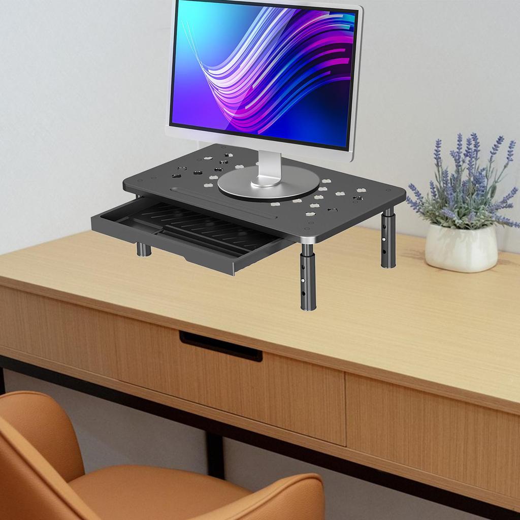 Ständer für Schreibtisch, Leichter Erhöher mit Aufbewahrungsschublade, 3-stufig höhenverstellbar, Büro, Zuhause