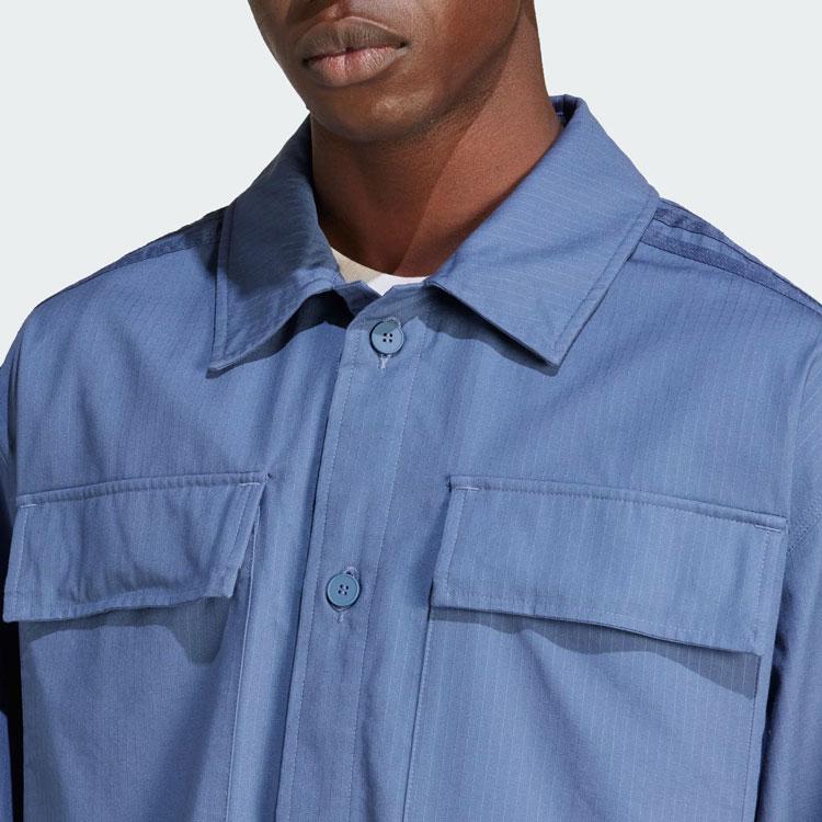 Adidas Originals Essential Premium Essentials Overshirt Solid Color Loose Fit Large Pocket Sports Casual Comfortable Long Sleeve Shirt IU2345