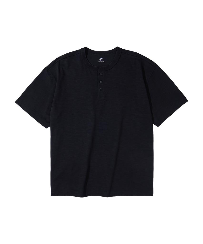 Kallapataleu Henley Neck Short-Sleeved T-Shirt - Black