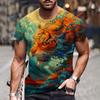 3D Tiger Print T Shirt for Men Boutique Animal Graphic T-Shirts Summer Trend Harajuku Short Sleeve Leisure O-neck Tops