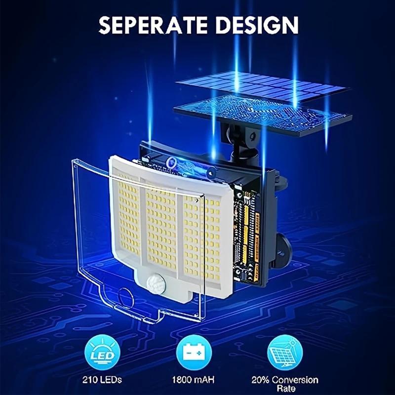 210 LED Solar Light Outdoor Super Bright Motion Sensor Solar Strong Power LED Garden Wall Lamp IP65 Waterproof 3 Working Mode