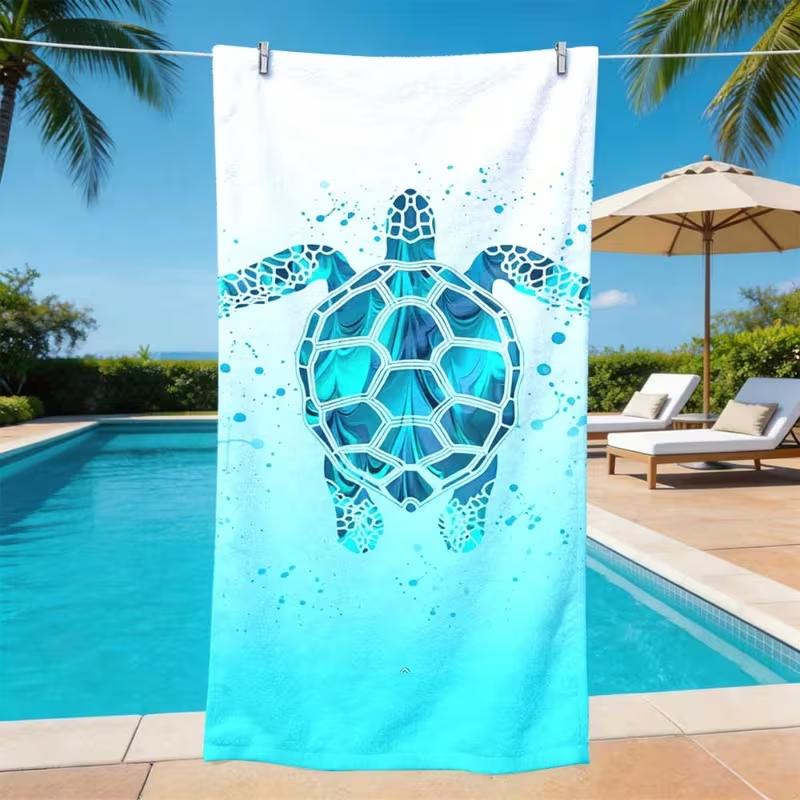 Serviette de plage imprimé tortue marine Séchage rapide Sans sable Serviette absorbante pour l'été Plage Piscine Voyage Camping Yoga Sports