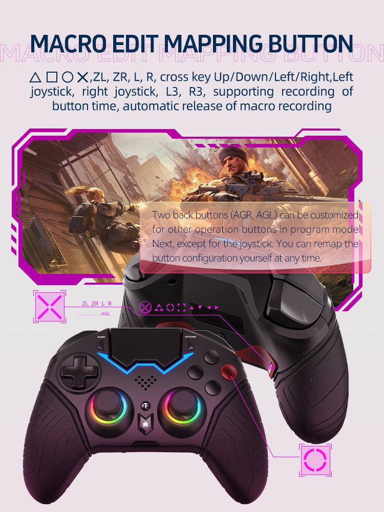 Silicone Grip RGB Six-Axis Somatosensory Touch Controller for PS4 & Mobile