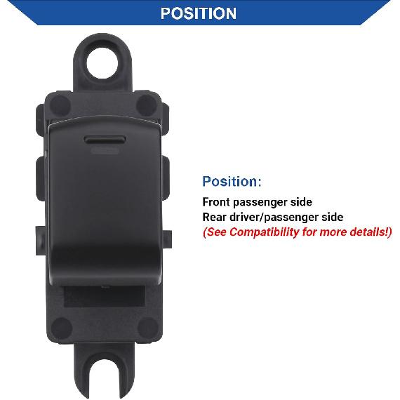 

Obaee Power Window Switch Control Button Front Rear Passenger Side Compatible with 2005-2017 Nissan Frontier, 05-12 Pathfinder, 06-15 Xterra, 07-11