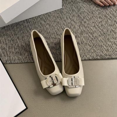 Women's Shallow Single Shoes Women's Spring and Autumn New Silver Grandma Shoes French Evening Temperament Fairy Style Flat-soled Beanie Shoes