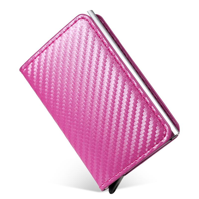 RFID anti-theft brush aluminum box card bag carbon fiber pattern credit card box automatic pop-up card bag multi-card position wallet