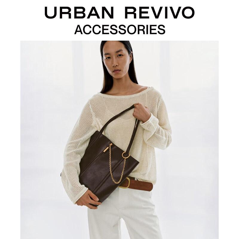URBAN REVIVO 2026 Summer Retro Chain Large Shoulder Bag One Size