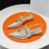 Summer new pointed rhinestone pearl high fashion temperament low heel bag head fashion temperament single shoes women