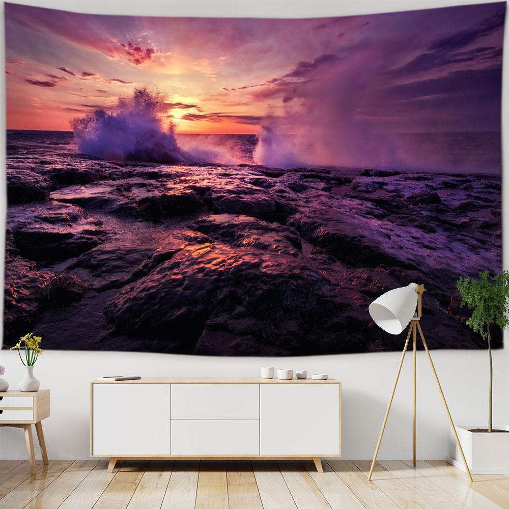 Beach Starry Tapestry Home Decor Living Room Natural Moon Sea Landscape Tapestry Fabric Hippie Wall Hanging Tapestry tapiz