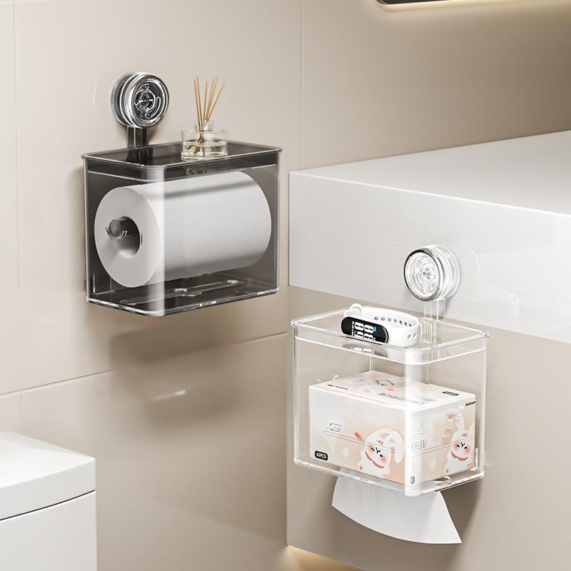 Tragbarer Saugnapf Toilettenpapierhalter Langlebiger Wasserdichter Saugnapf Papierhalter Taschentuchbox für Badezimmer und Schlafzimmer
