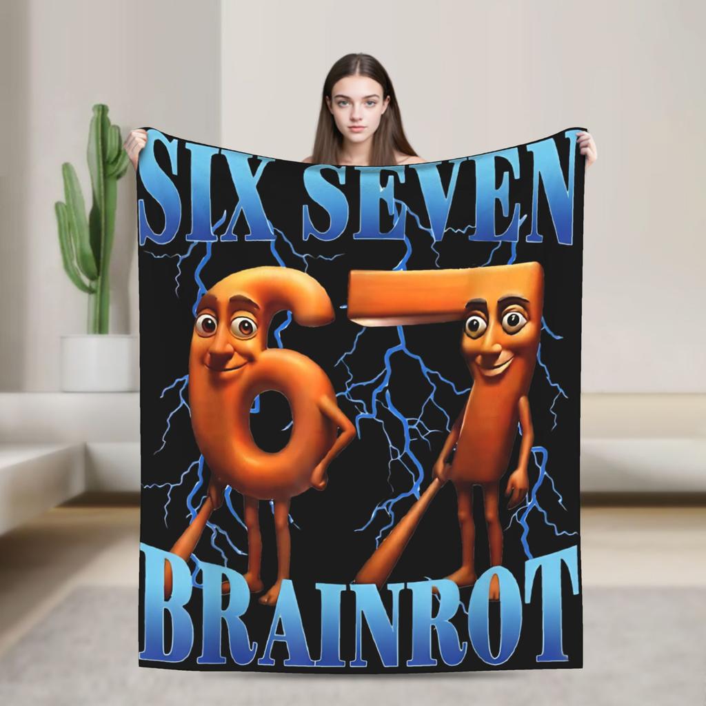 Tung Tung Tung Set Sahur di 6 Coperte Meme Brainrot Morbido Plaid in Peluche per Bambini Sedia Divano Letto Copri Trapunta in Flanella