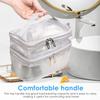 Large Capacity Mesh Cosmetic Bag Double Layer Transparent Travel Toiletry Bag with Handle Portable Makeup Organiser for Women