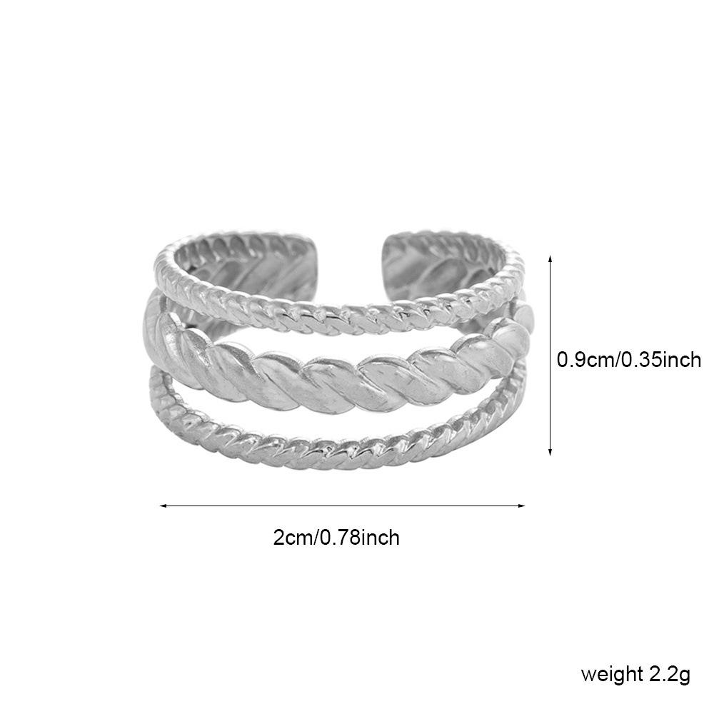 Hollow Minimalist Double Rope Titanium Steel Gold Ring for Women – Non-Fading, Stainless Steel