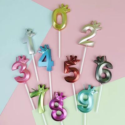 0-9 High Quality Crown Digital Candles Cake Decorations Age Years Happy Birthday Holiday Boy Girl Colorful Party Supplies 1PC