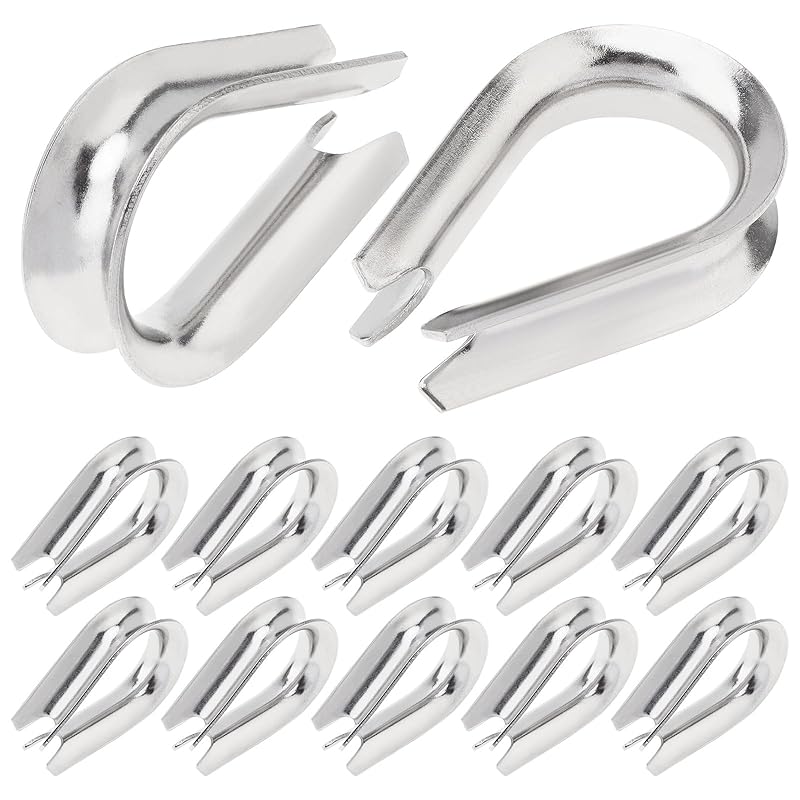 50Pcs M5 Wire Rope Thimbles 3/16", Stainless Steel Thimble for Diameter Cable Rigging, Clothesline, Rope Hardware Fittings