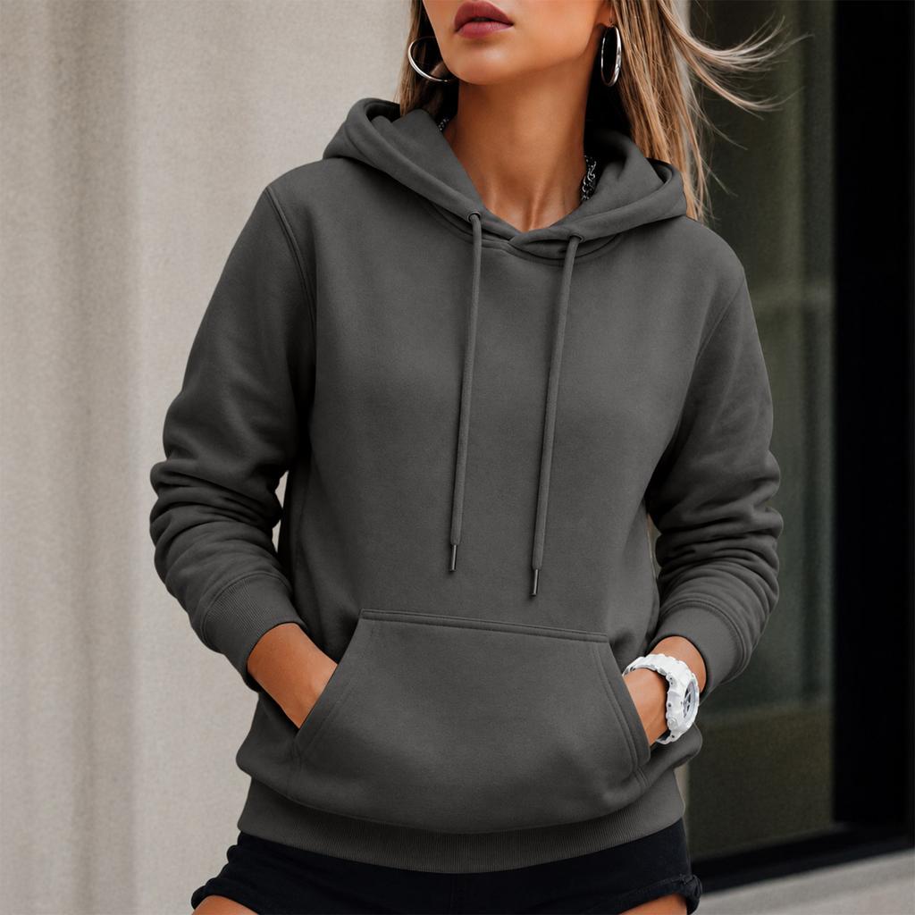 Women's Drawstring Hoodie Sweatshirt with Sleeves for Fall Winter