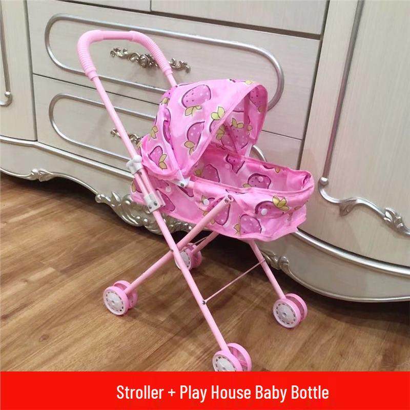 Baby Girl Doll Stroller with Light and Sound - Pretend Play Birthday Gift