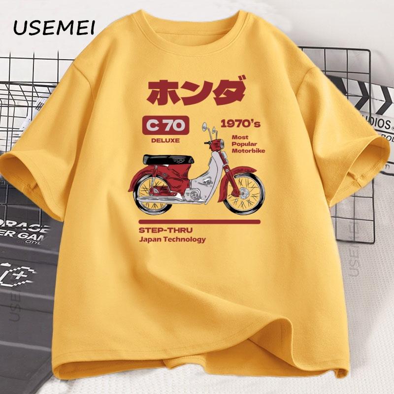 Japanese Style Vintage Anime Car T-shirt for Men Women Summer Printed T Shirt Loose Cotton High Quality Round Neck Tees Clothes