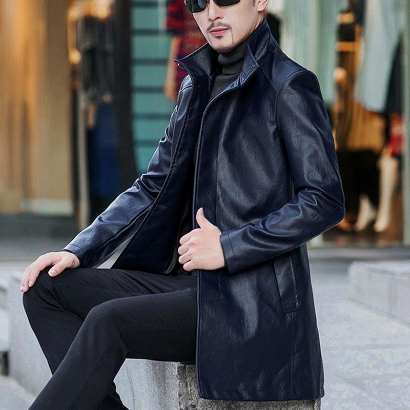 Men S Business Leather Jacket Mid Length Coat Windbreaker European And American Casual Winter At Affordable Free Real Reviews With Photos Joom Coat Windbreaker Jacket Men, Mens Casual Winter Coats Uk