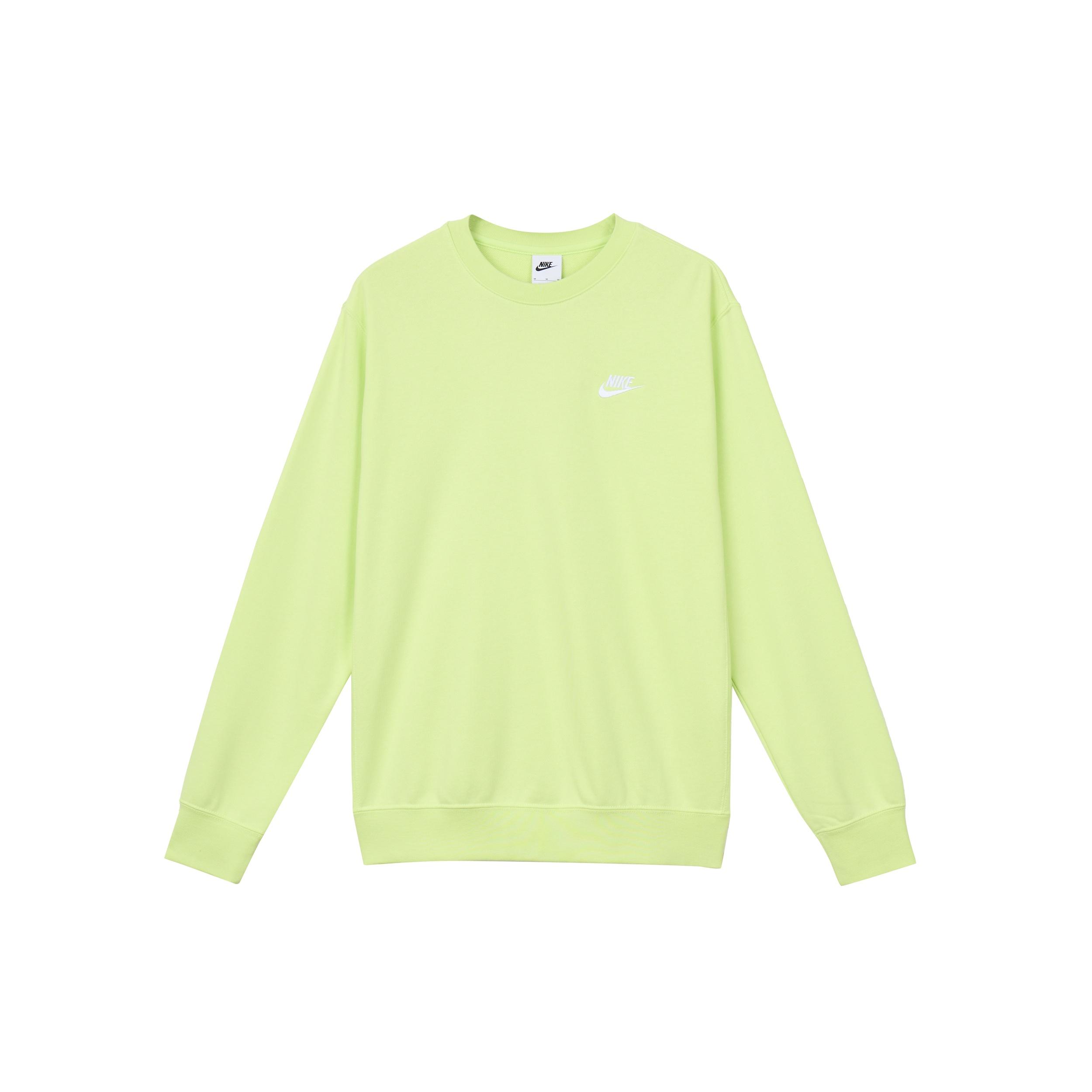 Nike Sportswear Club French Terry Logo Sweatshirt Neon Green Men s BV2667-736 S