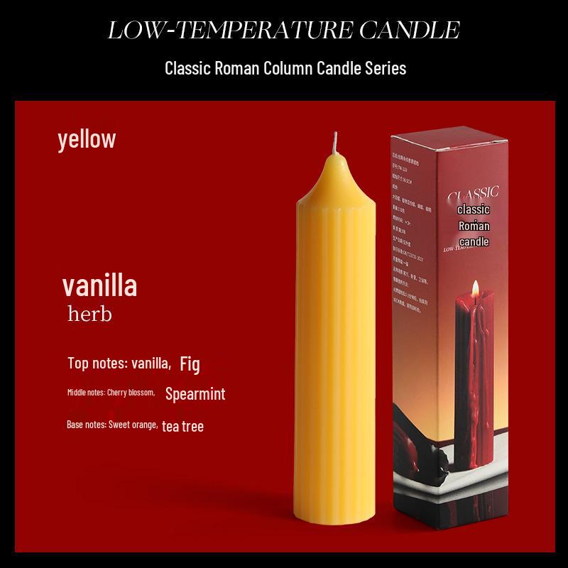 Elegant Multicolor Striped Roman Pillar Candle - Scented for Atmosphere and Candlelight Dinners