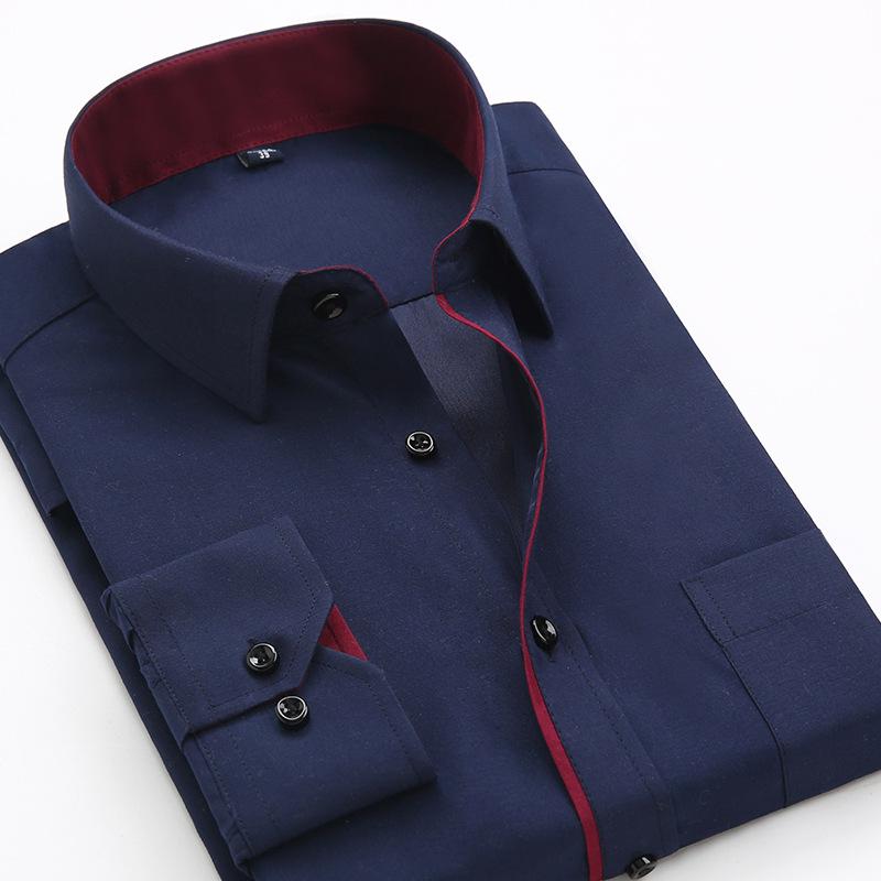 Spring and Autumn Fashion Shirts Men's Business Self-cultivation Professional Tooling Tops Youth Trend Solid Color Long-sleeved Shirts
