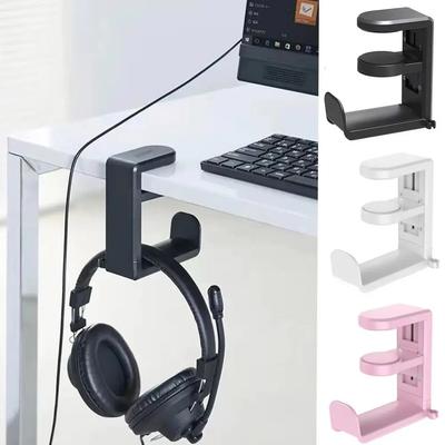 Drilling Free Headset Holder 360° Rotating Adjustable Earphone Hook Space Saving Non Slip Desk Hanger Hook