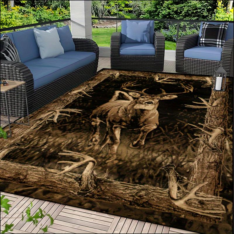 Antler Frame Elk Non-Slip Washable Indoor Outdoor Floor Rug Area Carpet for Living Room Nursery Bedroom Patio Garden Decor