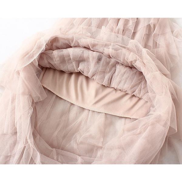 Fashion Womens Ladies Elastic High Waist Ruffle Mesh Pleated Tulle Tutu Skirt Sundress