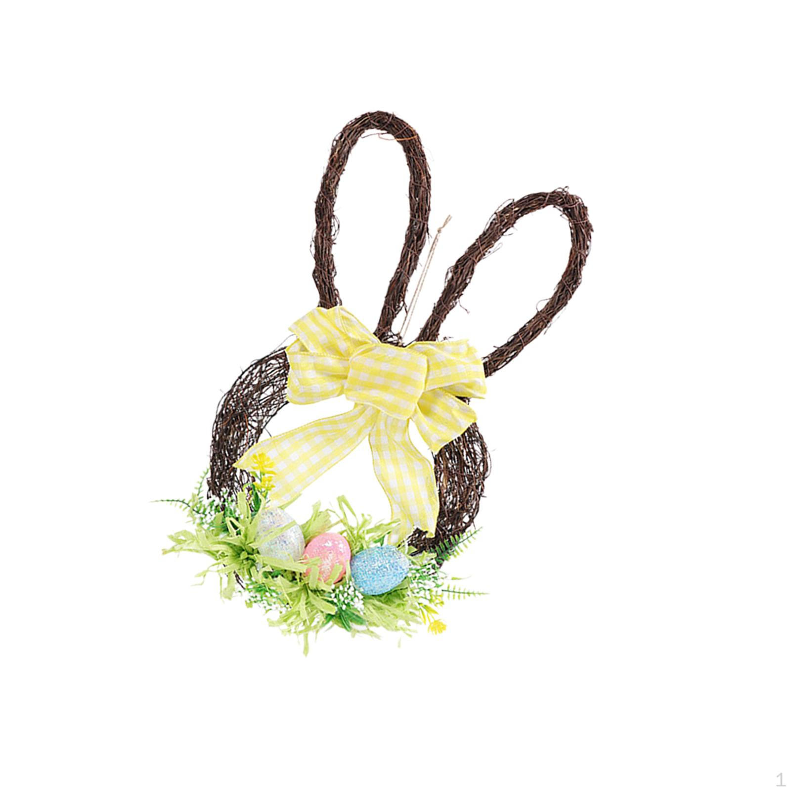 

- Wreath Wall Hanging Garland Handwoven DIY Bunny Shape Craft for Front Door Festival Indoor Style A