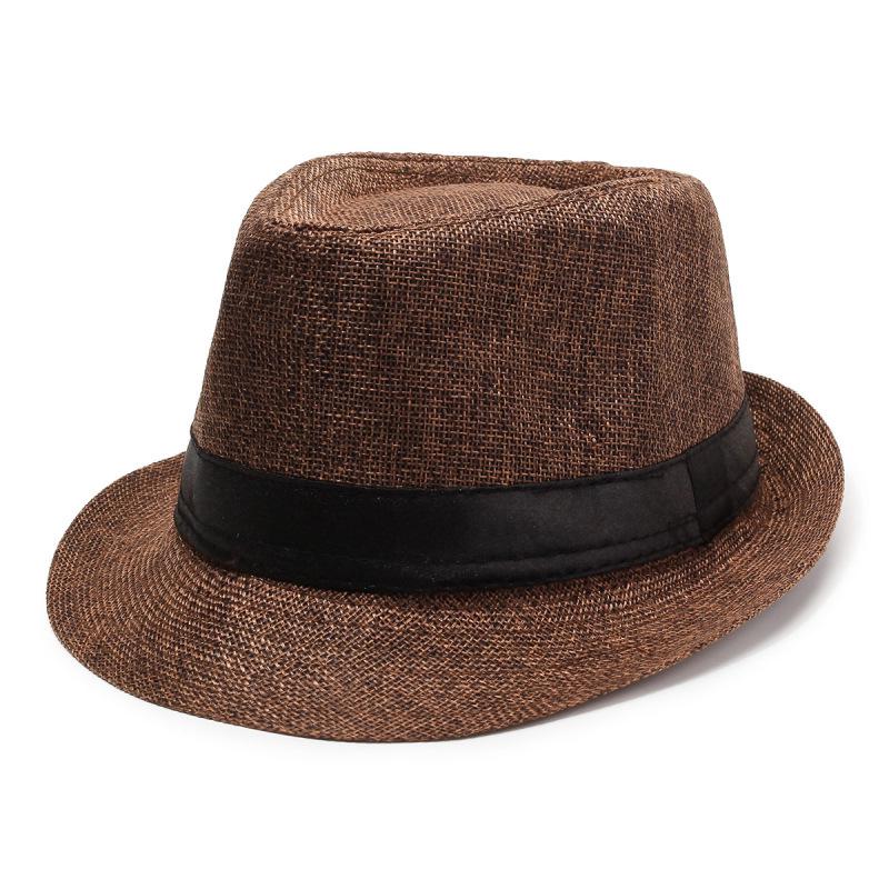 Men's Cotton Linen Fedora: Breathable Sun Protection Hat for Outdoor Activities