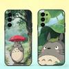 Kreslený obal na telefon T-Totoro-ES pro Samsung S25,S24,S21,S22,S23,S30,Ultra,S20,Plus,Fe,Lite,Note,10,Černý kryt