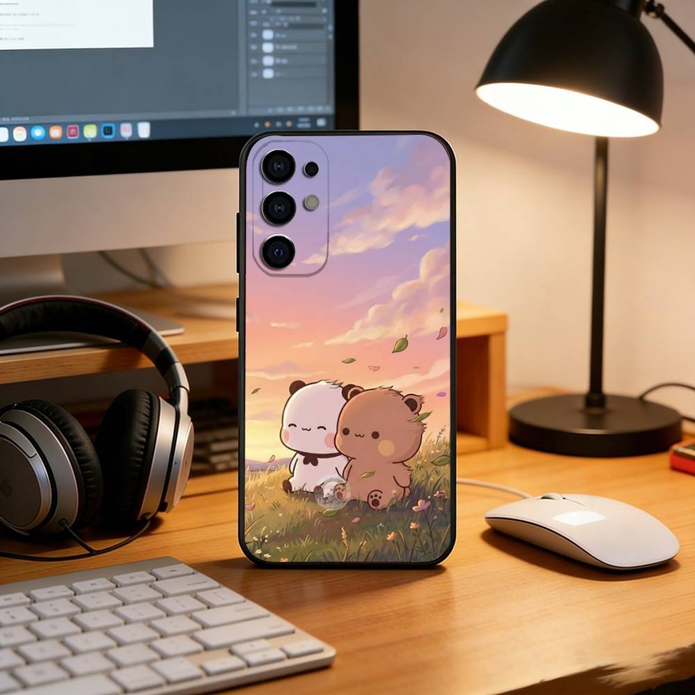 Cute Cartoon Bubu Dudu Phone Case Black Silicone Soft For Samsung S25,S24,S21,S22,S23,S30,Ultra,S20,Plus,Fe,Lite