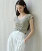Debiweeo Women'S Yoga Wear Devi-T0130-Sand Pilates Julie Shirred Cap Sleeve