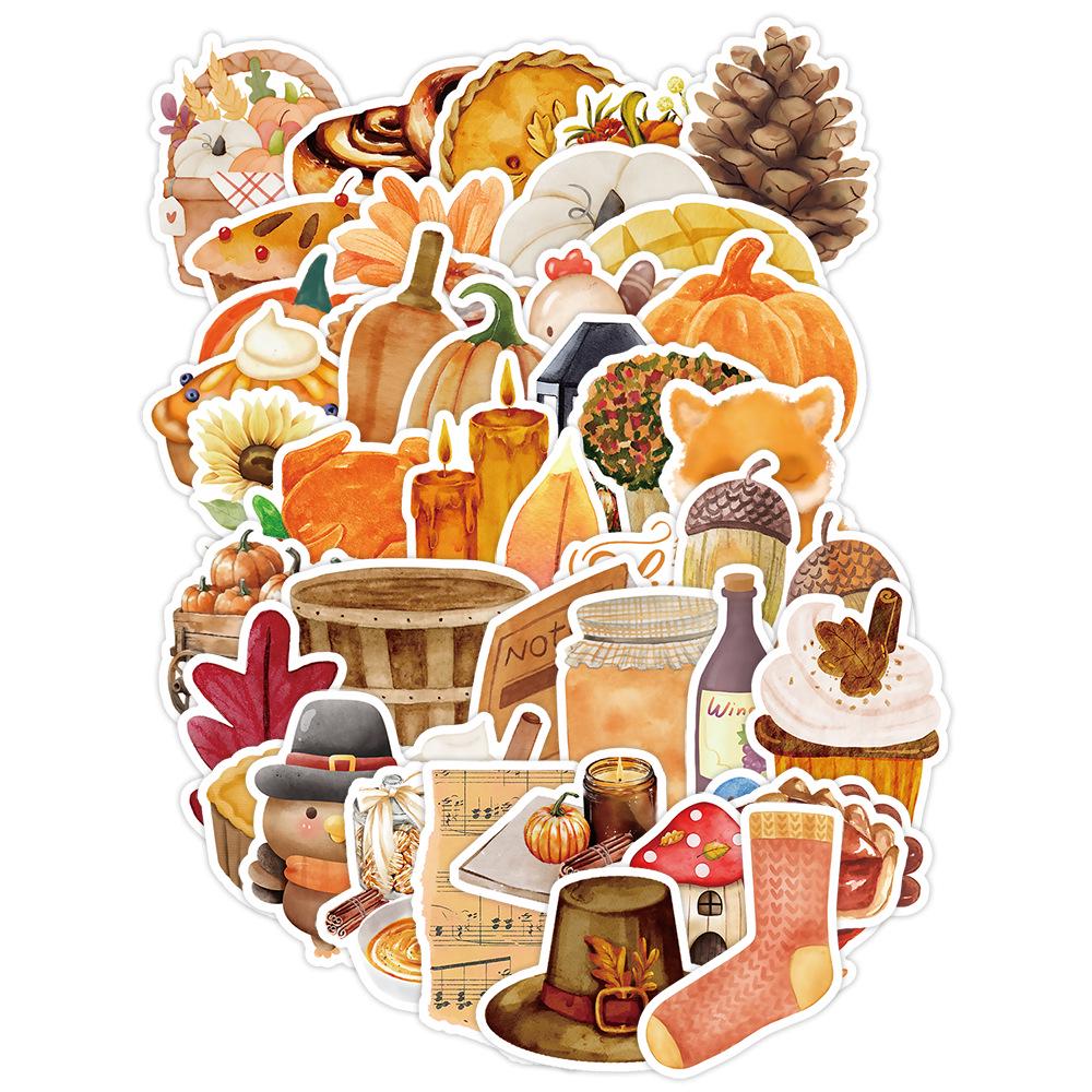 Thanksgiving Holiday Doodle Waterproof Stickers – 50 Sheets for Water Bottles & Computers