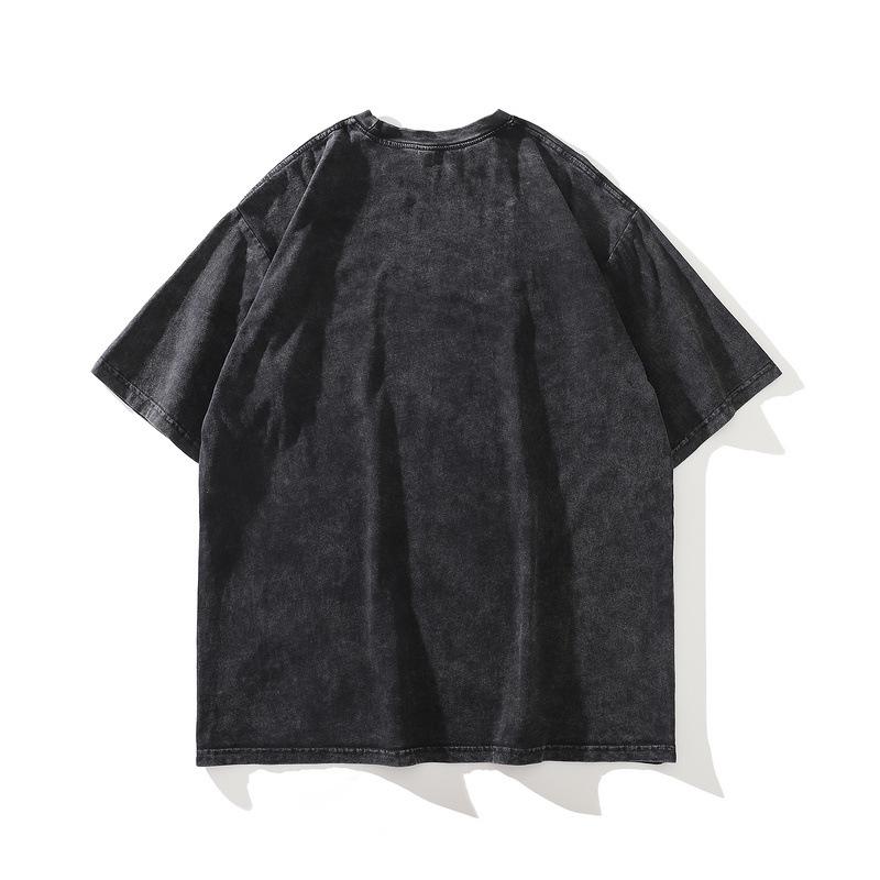 American Retro Old Washed Butterfly Print Short-Sleeved T-Shirt Men'S And Women'S Loose High Street Hip-Hop Street Half-Sleeves