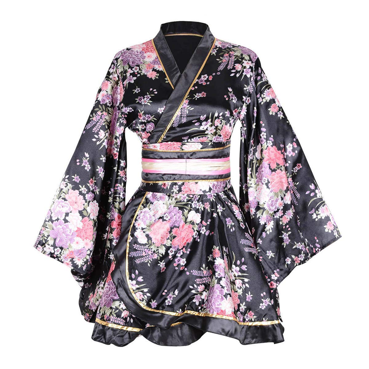 

Sexy Kimono Oiran Cosplay Short Floral Japanese Night Dress [Joel Ding s Store] Dress, Costume, Length, Pattern, Clothing, Costume, Yukata, (Black) чорний