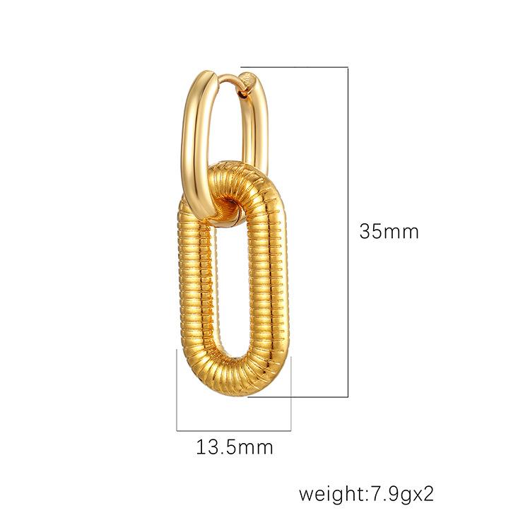 European and American Fashion Long Pendant Ear Buckle Niche Design Fashion Trend High Sense Personality 18K Gold Earrings