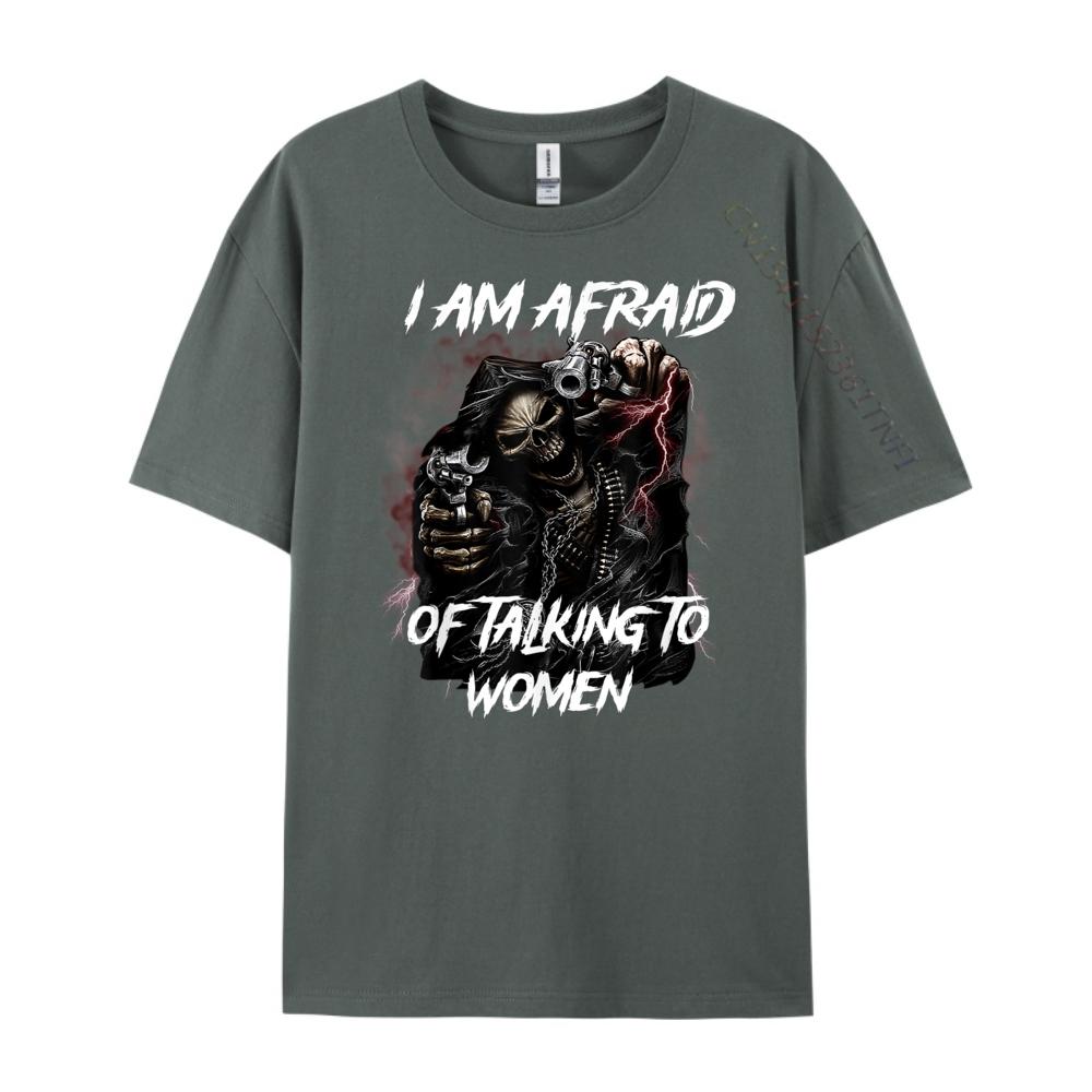 Im Afraid Of Women Shirt Men Skeleton Funny Mens Clothing 2025 Autumn Men Clothes Hip Hop