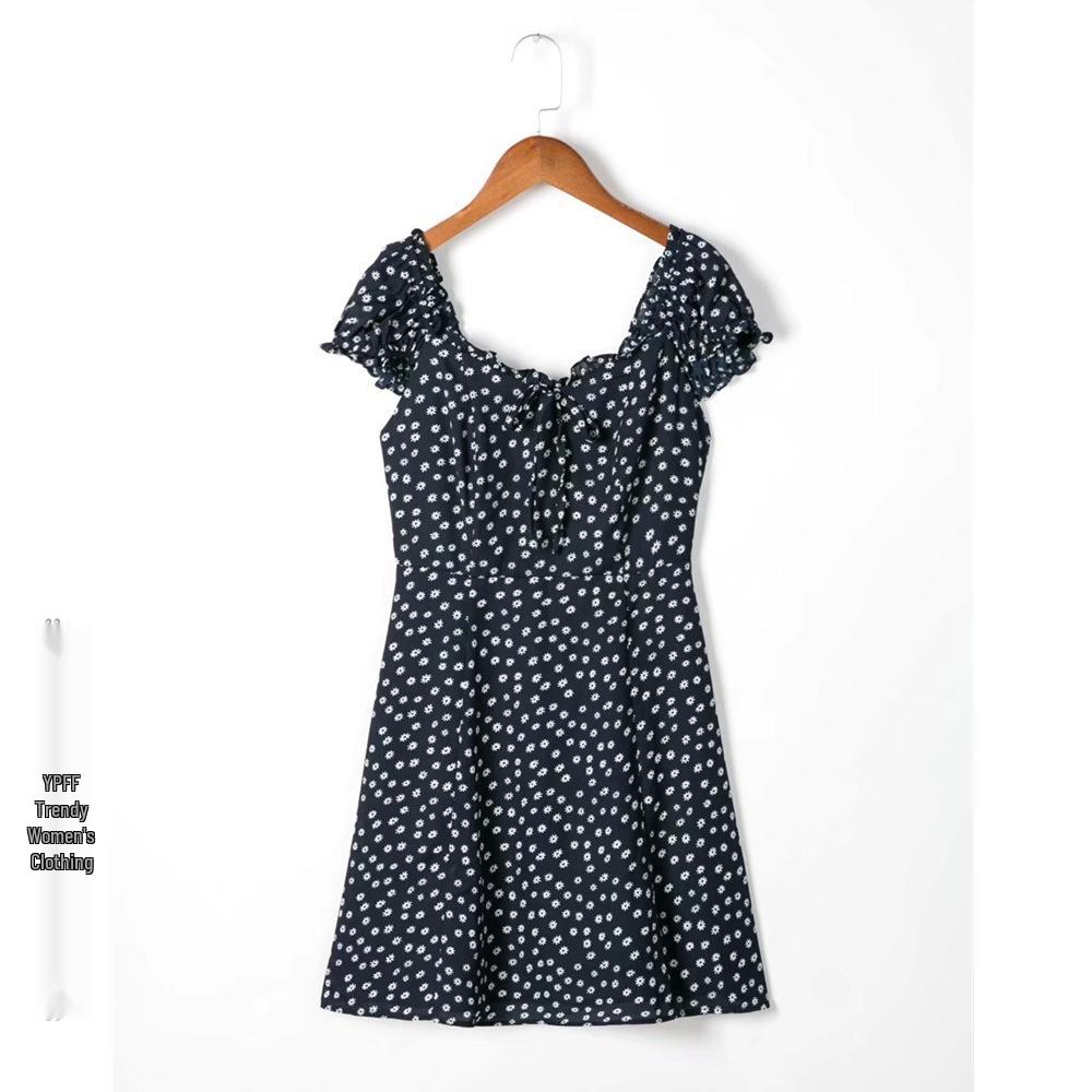 Trendy One-Shoulder Navy Floral Bodycon Mini Dress