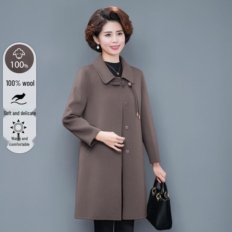 

XUEXI Women s Double-Sided Cashmere Blend Overcoat L