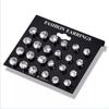 24pcs Cubic Womens Exquisite Big Zircon Crystal Stud Earrings Sterling Silver