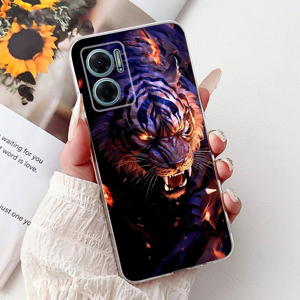 Clear For Redmi 10 5G 2022 Case Cover Luxury Butterfly Love Fashion Flowers Cool Lion Painted Casing 22041219G 22041219NY