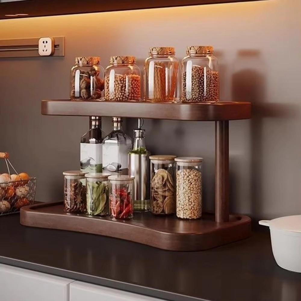 Wooden Desktop Storage Rack Minimalist Spice Jar Storage Holder Display Rack  Jewelry Storage