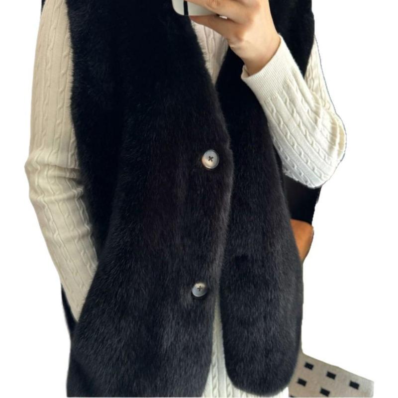 Autumn and winter Mao Mao jacket vest new fur vest fashion imitation mink short vest Mao Mao jacket