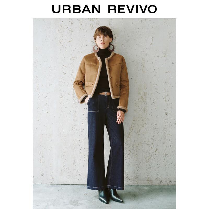 UR Women's Retro Metal Buckle Spliced Jacket