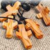 American olive wood Crosses necklace Handcrafted Handheld Prayer Encouragement Pendant portable grip for Kids and Adults Prayer