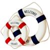 Estilo Náutico Bem-vindo Decorativo Vermelho Azul Boia Salva-vidas Forma Casa Marinha Praia Decoração de Parede Boia Salva-vidas Artesanato Decoração de Sala de Estar